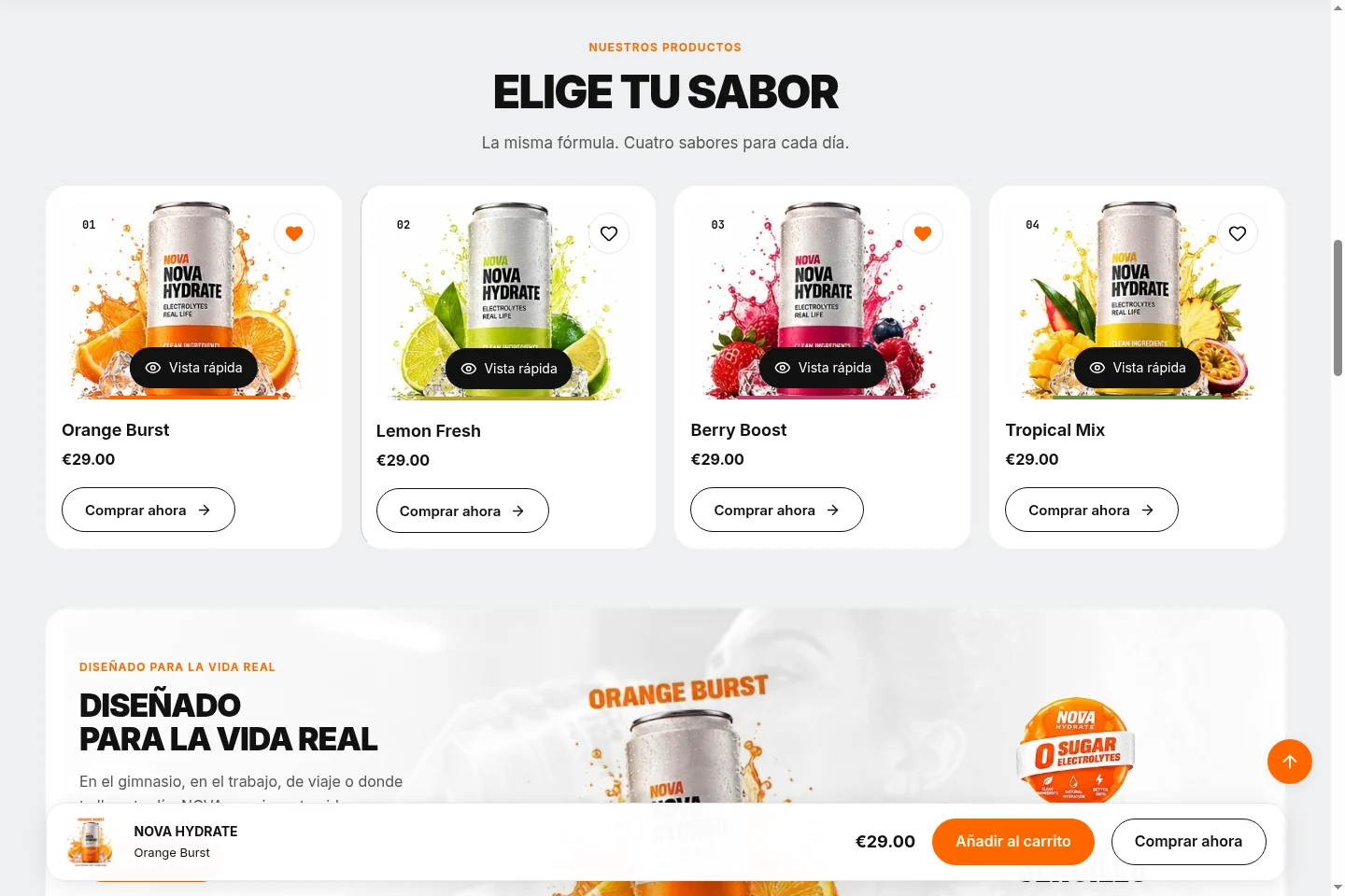 MIAMI: catálogo con tarjetas de Orange, Lemon, Berry y Tropical